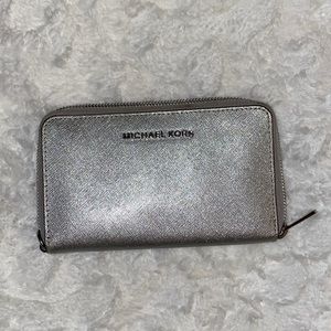 Michael Kors Silver Long Flat Wallet